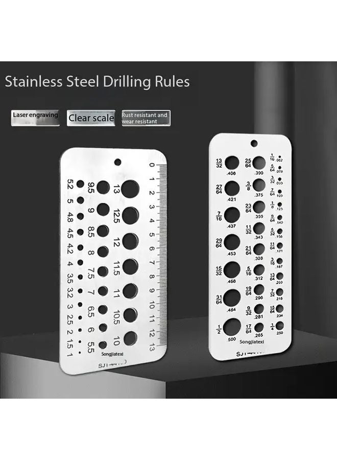 Black Stainless Steel Metric Imperial Drill Bit Gauge Dual Scale Measurement Tool - Image 3