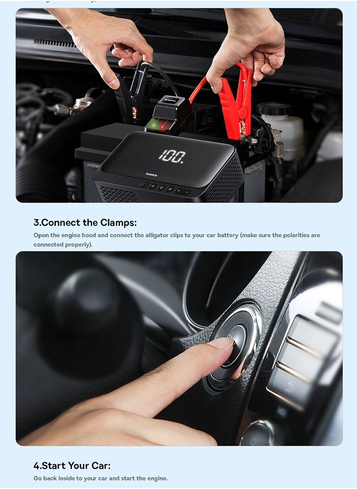 Baseus - Baseus Super Energy Series 4-in-1 Car Jump Starter 600A Multi-Function Tire Pump and Car Jump Starter - Image 1