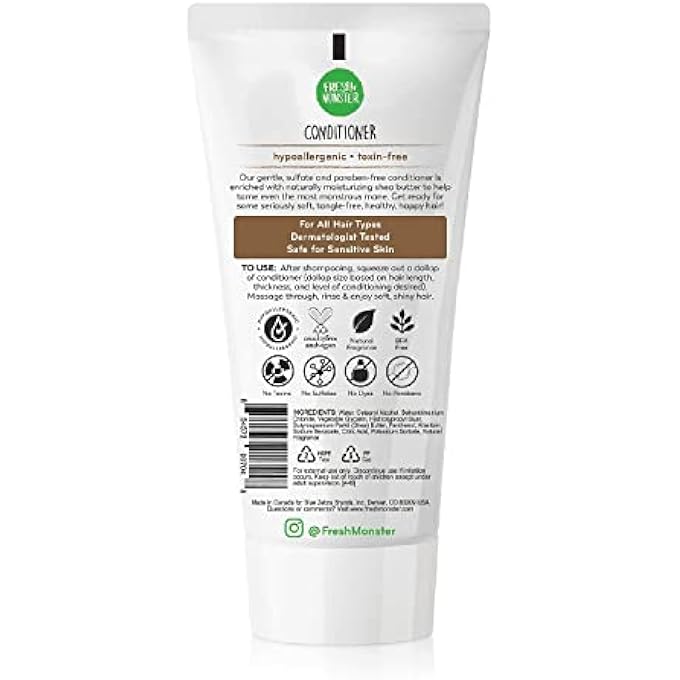 Fresh Monster KIDS CONDITIONER | FOR SOFT & SILKY SMOOTH HAIR | TOXIN-FREE, HYPOALLERGENIC & NATURAL | COCONUT | 6OZ - Image 3