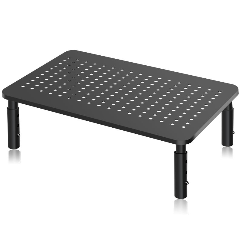 Bracwiser Monitor Stand Riser, Metal Computer Stand, 3 Height Adjustable Screen Riser with Mesh Platform for PS4, Laptop, Printer, Notebook and All Flat Screen, Holds Up to 20KG - Image 1