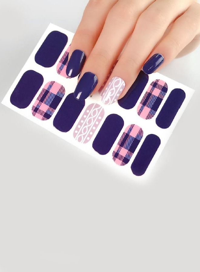 خيشة 14قطعة ستيكر للأضافر بتصاميم عصريه