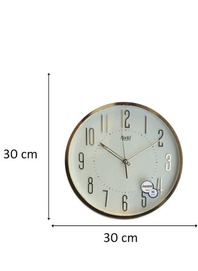 أجانتا ساعة حائط دائرية بلاستيكية (30.3 سم × 30.3 سم × 4.5 سم، أبيض) 2757 - أبيض  - Image 3