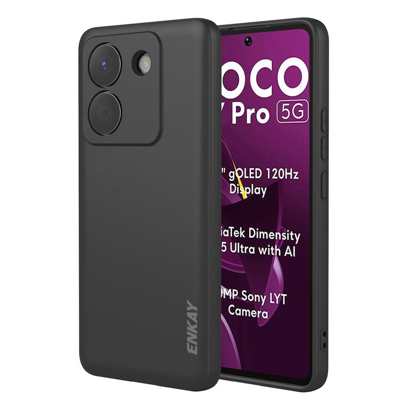 HuHa Case Cover For Xiaomi Poco M7 Pro ENKAY Liquid Silicone Soft Shockproof Phone Case(Black) - Image 1