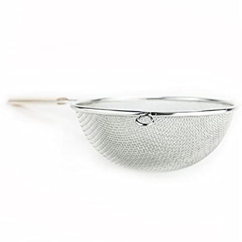 Huji 8-Inch Stainless Steel Double Mesh Food Strainer Colander - Fine Sieve Sifter with Wooden Handle for Kitchen Cooking, Pasta, Rice, Noodles, and More - Image 4