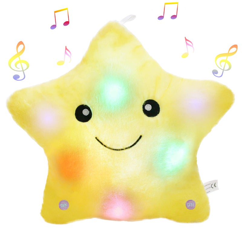 BSTAOFY 13 LED Musical Twinkle Star Light up Lullaby Glow Stuffed Animal Toys Soothe Kids Emotions Birthday Valentines Christmas Festival Gift for Toddlers Yellow - Image 3