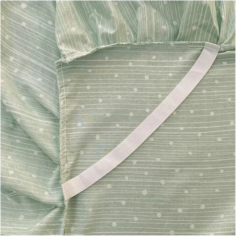 Bed Skirt, Geometric White Stripes Dots Print Bedskirt, 3 Side Coverage Ruffle Cover with 2 Pillowcases(Color 18,200x220cm 3pcs) - Image 4