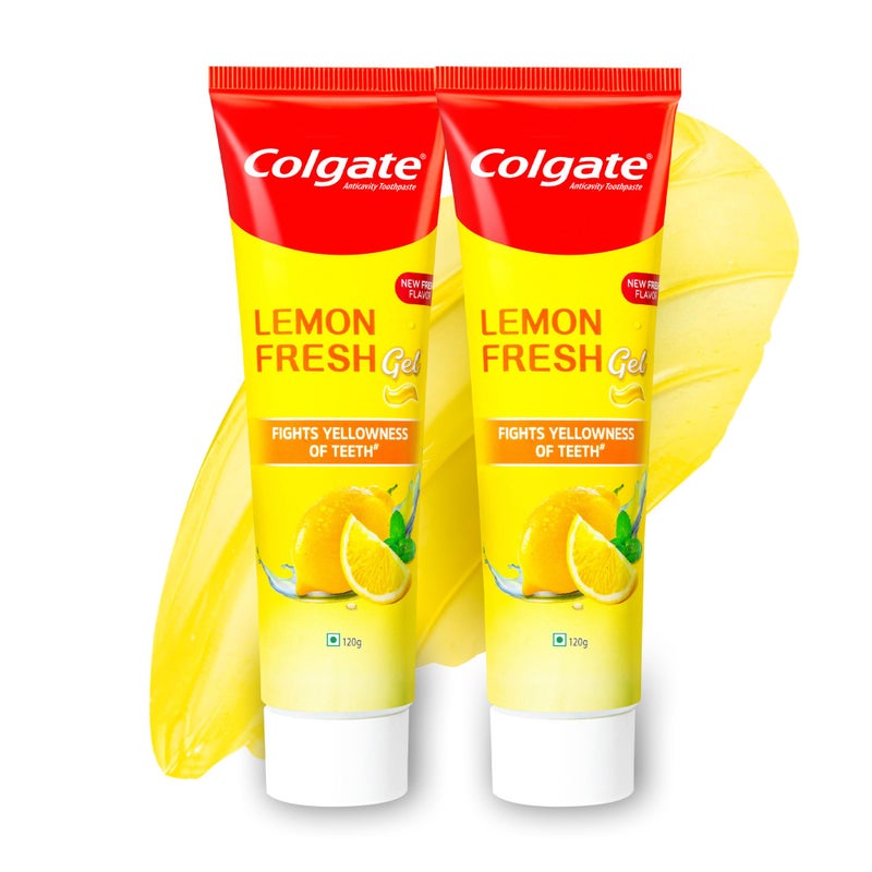 Colgate معجون أسنان كولجيت بنكهة الليمون، يقاوم اصفرار الأسنان، ينعش النفس، معجون أسنان فلوريد مضاد للتسوس، آمن للمينا (240جم) - Image 1