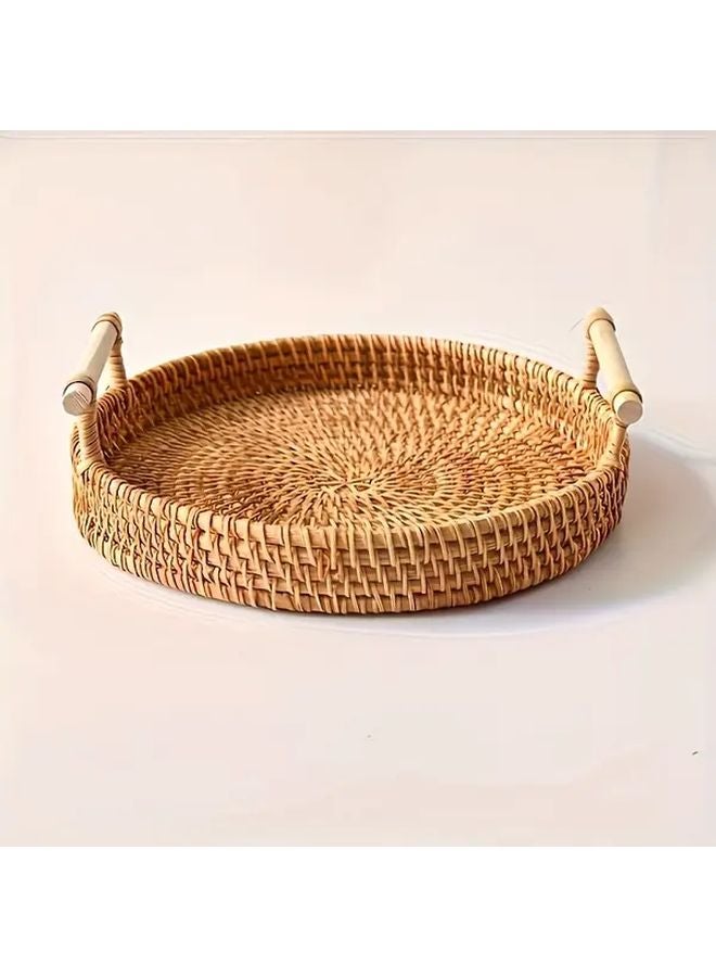 Handmade Rattan Tray Steamed Bread Basket Contemporary Woven Bamboo Snack Holder - Image 1