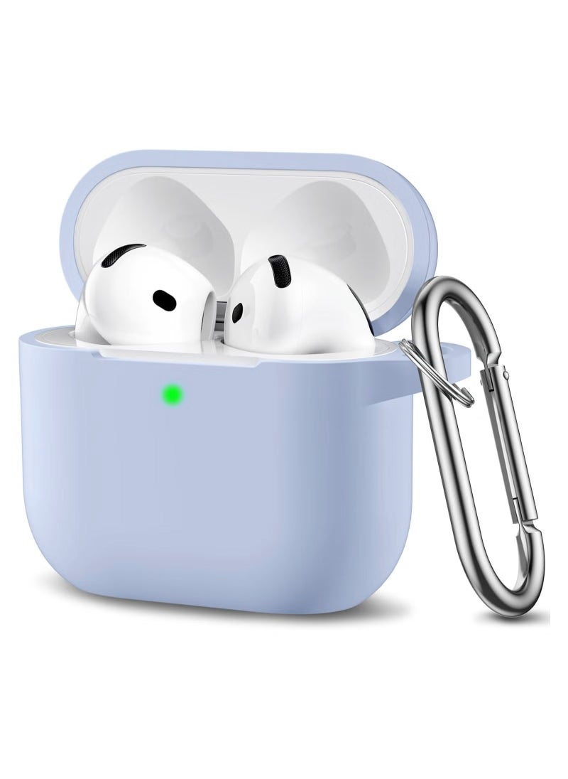ماركة غير محددة غطاء حماية كامل من السيليكون الناعم لسماعات Apple AirPods 4 مع ملحقات سلسلة المفاتيح للنساء والرجال (أزرق فاتح)  - Image 1