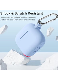Generic Soft Silicone Full Protective Case Cover for Apple AirPods 4 Case with Keychain Case Accessories for Women Men (Baby Blue)  - Image 3