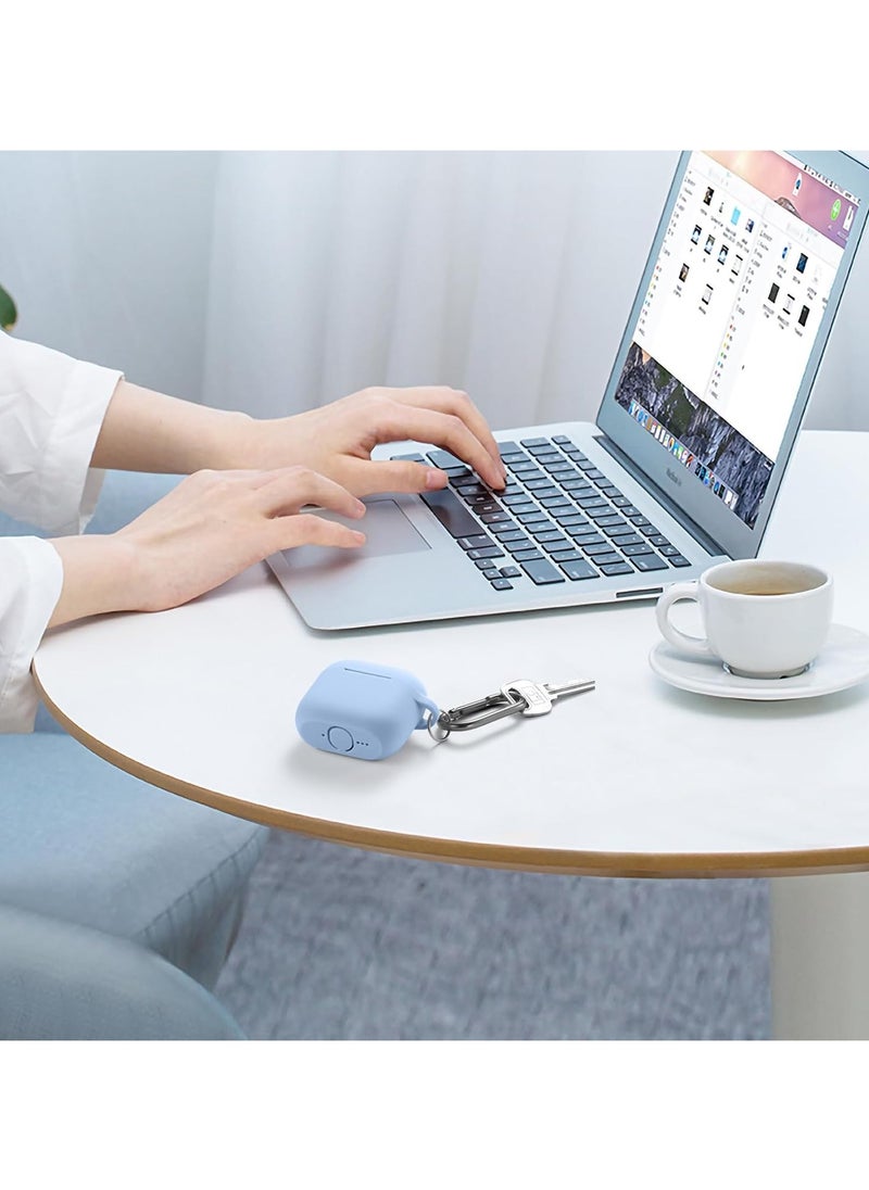ماركة غير محددة غطاء حماية كامل من السيليكون الناعم لسماعات Apple AirPods 4 مع ملحقات سلسلة المفاتيح للنساء والرجال (أزرق فاتح)  - Image 5
