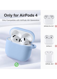 Generic Soft Silicone Full Protective Case Cover for Apple AirPods 4 Case with Keychain Case Accessories for Women Men (Baby Blue)  - Image 4