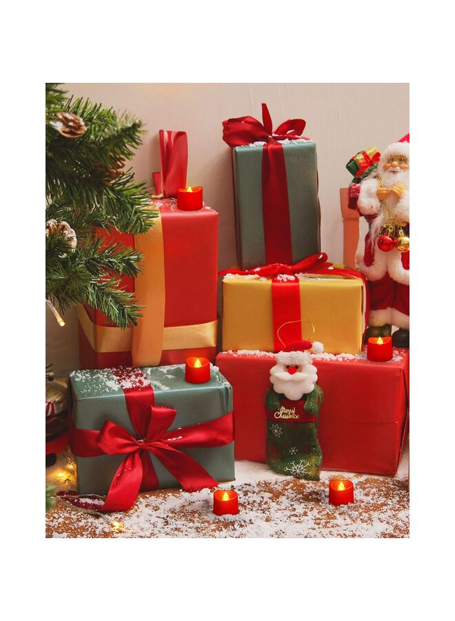 Red Tea Lights Candles, 200+Hour Flameless Flickering Fake Colored Tealights Candles for Theme Party, Wedding Table Decor, Holiday Decor, 12-Pack - Image 4