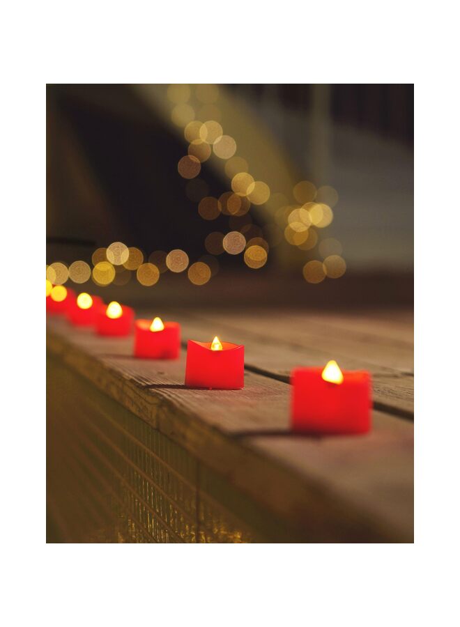 Red Tea Lights Candles, 200+Hour Flameless Flickering Fake Colored Tealights Candles for Theme Party, Wedding Table Decor, Holiday Decor, 12-Pack - Image 2