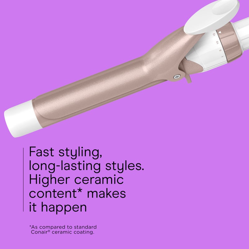 Conair Double Ceramic 1-Inch Curling Iron, 1-Inch Barrel Creates Classic Curls, Hair Curler for Use on Short, Medium, & Long Hair, White/Rose Gold - Image 3