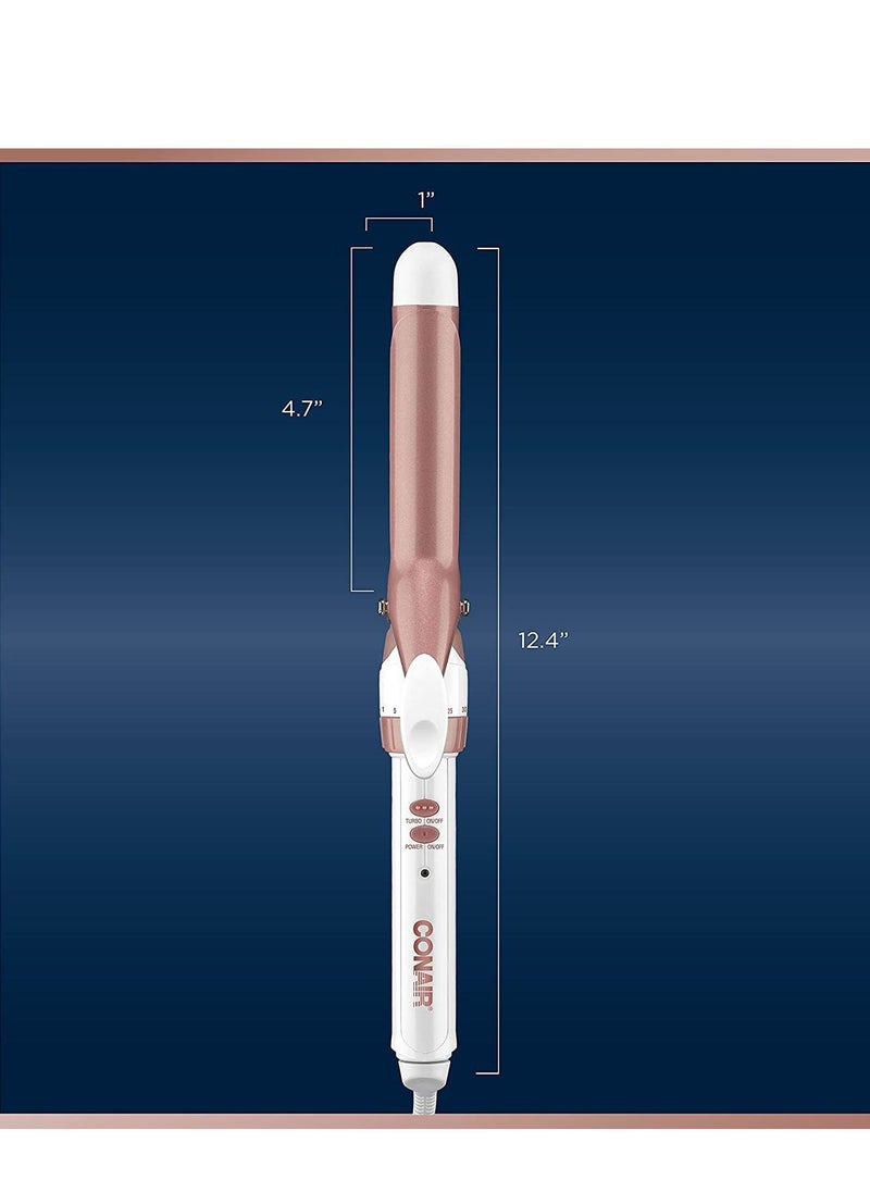 CONAIR مكواة تجعيد كونير مزدوجة من السيراميك مقاس 1 بوصة، وأسطوانة مقاس 1 بوصة تنتج تجعيدات كلاسيكية - للاستخدام على الشعر القصير والمتوسط والطويل  - Image 5