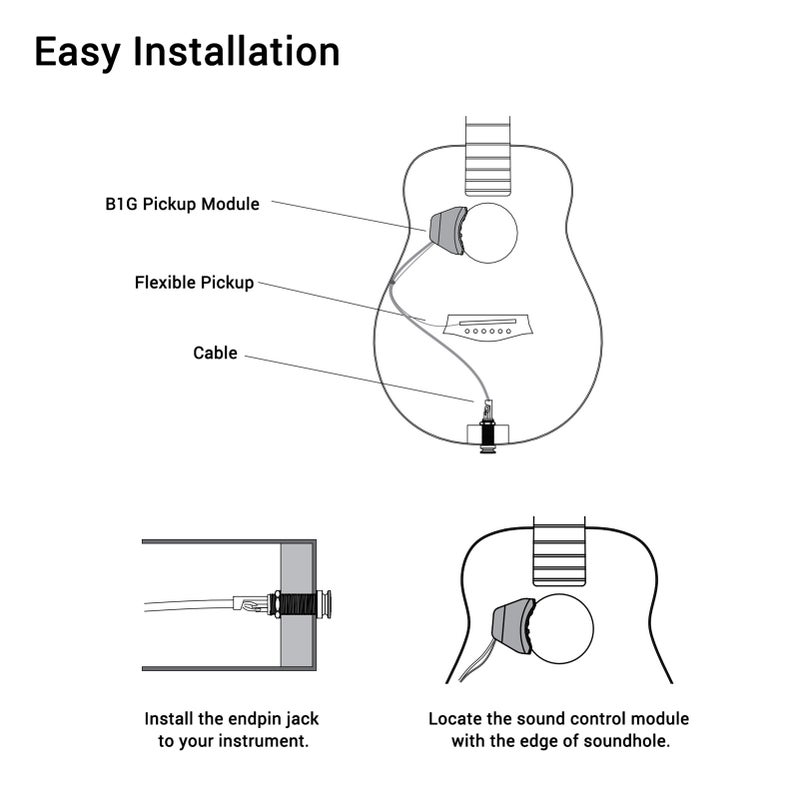 B1G Guitar Pickup Preamp Musical Instrument Pickup with Volume& Tone Control - Image 2