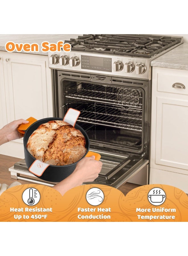 Cast Iron Dutch Oven for Bread Baking - incl. Sourdough Bread-Baking Supplies like Banneton Bread-Proofing Basket - 5QT Bread-Oven with Lid Bread-Making Kit Pan, Pot, Sour Sough Tools, Lame - Image 4