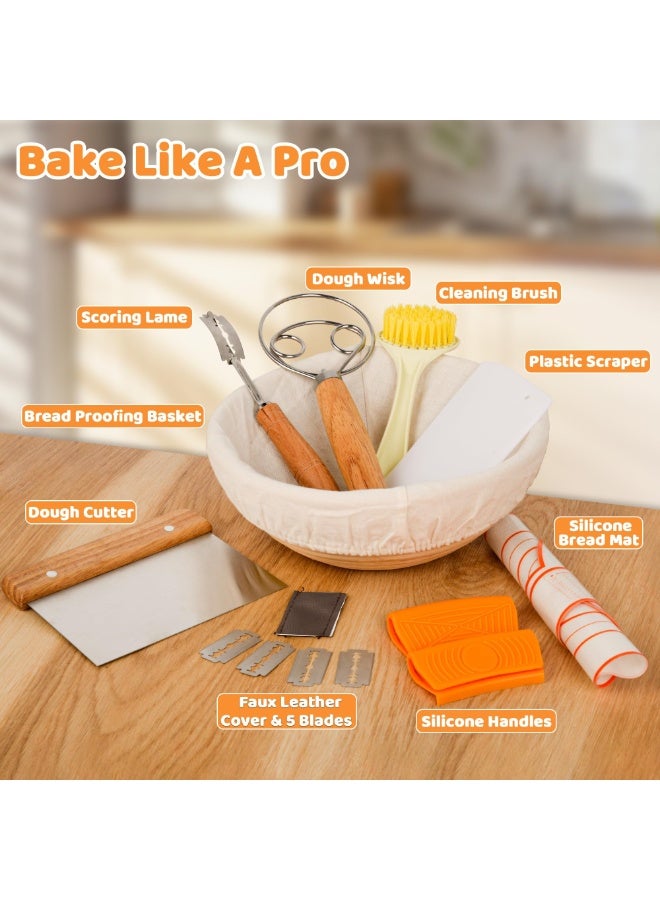 Cast Iron Dutch Oven for Bread Baking - incl. Sourdough Bread-Baking Supplies like Banneton Bread-Proofing Basket - 5QT Bread-Oven with Lid Bread-Making Kit Pan, Pot, Sour Sough Tools, Lame - Image 3