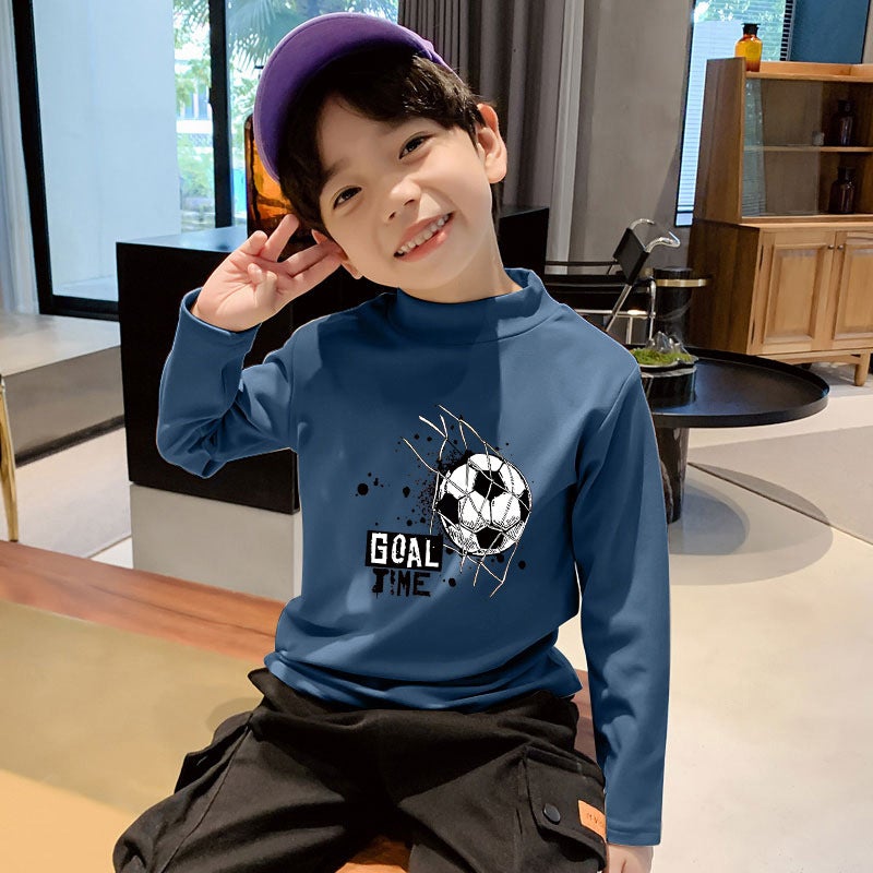 Y2437# Boys Sports Inner Thickened Backing Shirt New Children'S German Velvet Warm Winter Wear For Little Boys - Image 4