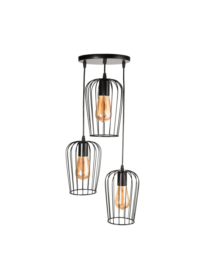 El Rawda Lighting Triple Pendant, Elegant And Distinctive Shape | modern decorative LED E27 pendant light ceiling lamp hanging | suitable for any room | Color: Black | Size: 70x26x26 cm