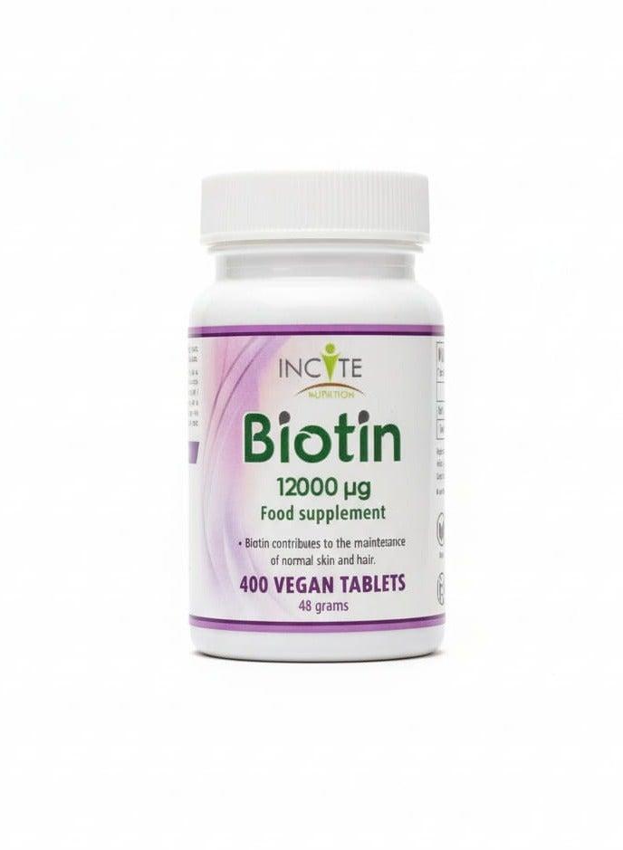 إنسايت مكمل بيوتين    للجلد والشعر 12000 ميكروجرام - 400 قرص صغير - Image 1