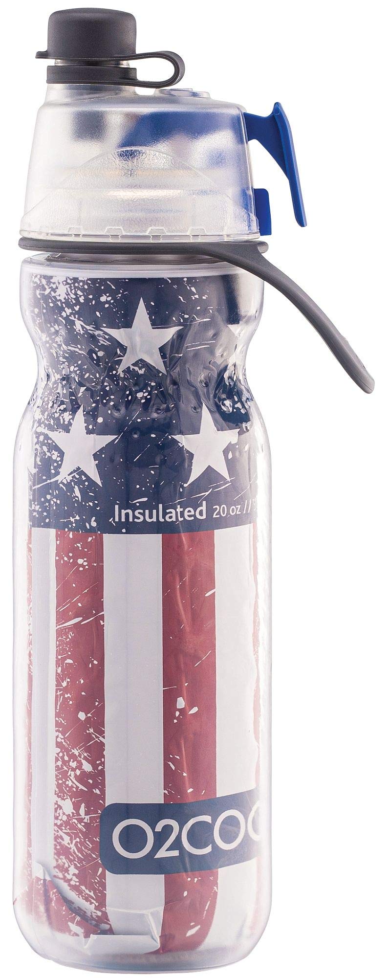O2COOL Mist 'N Sip Misting Water Bottle 2-in-1 Mist And Sip Function With No Leak Pull Top Spout Sports Water Bottle Reusable Water Bottle - 20 oz (Patriot) - Image 2