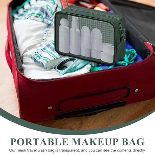 MAYCREATE® Makeup Organizer Bag 4pcs Set, Mesh Toiletry Makeup Pouch Bag Combo, 4 Sizes Zipper Cosmetic Pouch Bags Cash Pouches Accessories Organizer - Green - Image 4