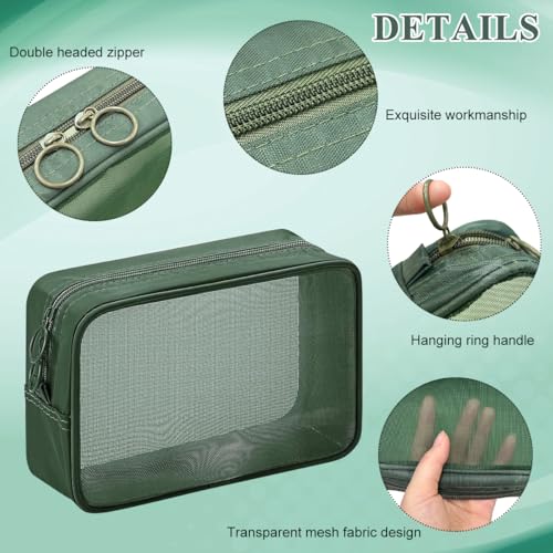 MAYCREATE® Makeup Organizer Bag 4pcs Set, Mesh Toiletry Makeup Pouch Bag Combo, 4 Sizes Zipper Cosmetic Pouch Bags Cash Pouches Accessories Organizer - Green - Image 3