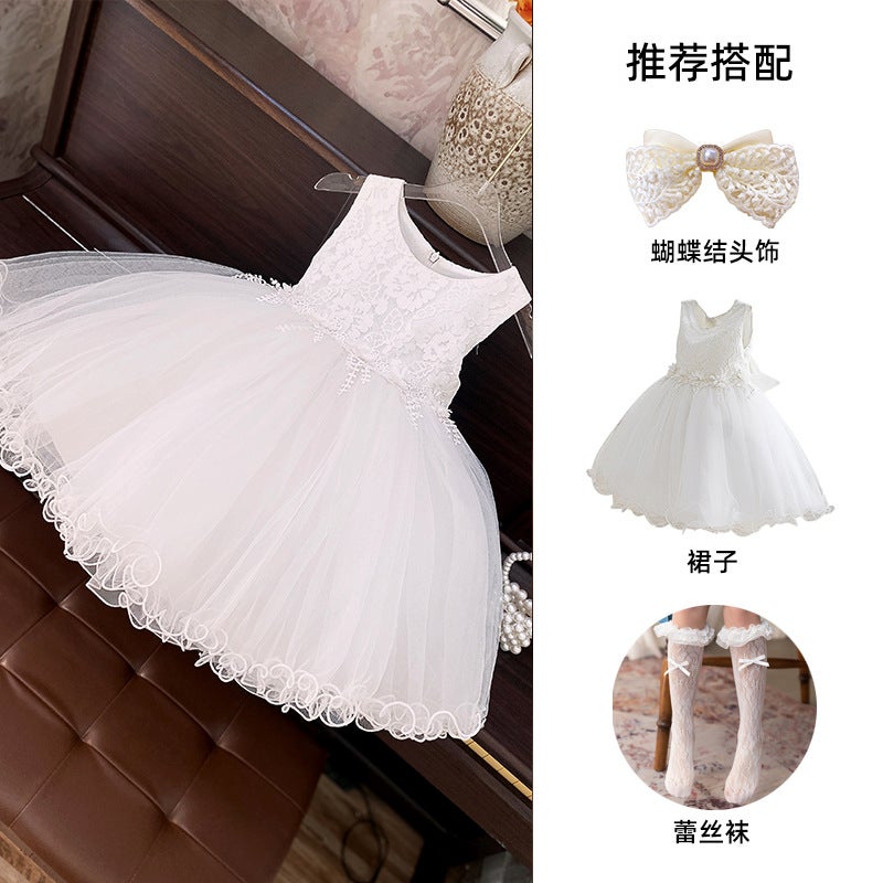Girls Dress Summer Classy Baby Girl Fluffy Vest Dress Accessible Luxury Niche Birthday Dress Little Girl Princess Dress - Image 1
