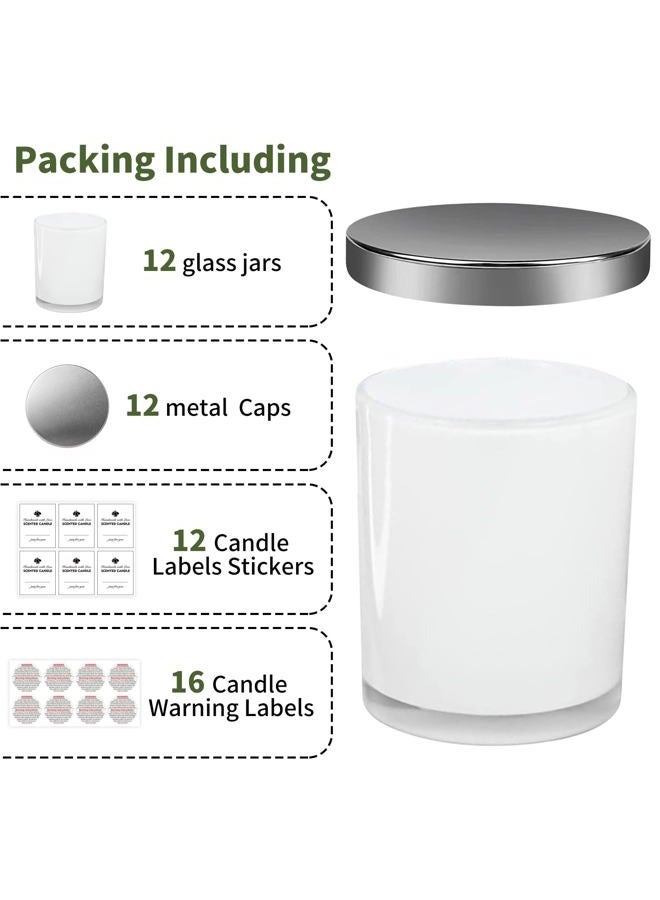SUPMIND 12 Pack 10oz Glass Candle Jars with Lids and Sticky Labels, Empty Candle Jars for Making Candles Bulk Containers(Inner White) - Image 3