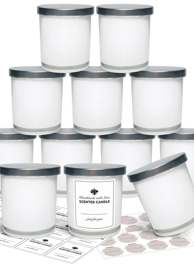 SUPMIND 12 Pack 10oz Glass Candle Jars with Lids and Sticky Labels, Empty Candle Jars for Making Candles Bulk Containers(Inner White) - Image 1
