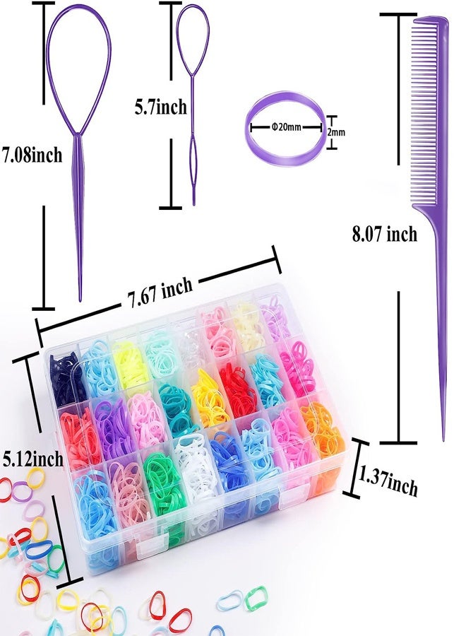 2000 Pcs Colorful Hair Rubber Bands Mini Elastic Hair Ties Soft Elastic Hair Bands Small Rubber Hairbands with Hair Styling Tools and Organizer Box for Girls，student，child etc - Image 2
