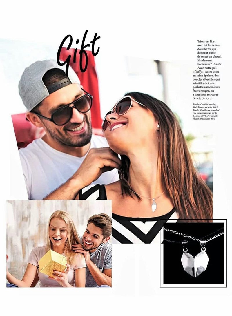 SYOSI Two Souls One Heart Pendant Necklaces for Couple, Wishing Stone Creative Magnet Couples Necklace  - Image 3