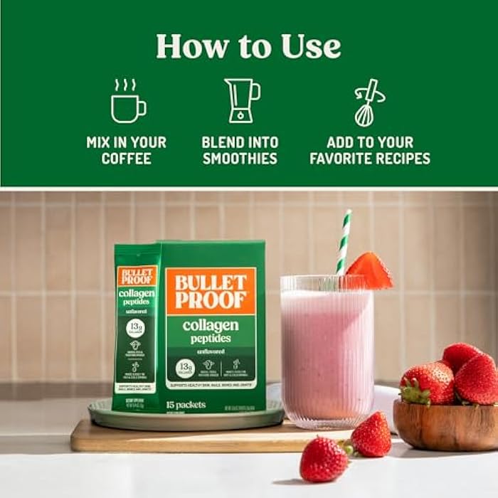 Bulletproof Unflavored Grass-Fed Collagen Peptides Powder Packets with Amino Acids for Skin, Bone and Joint Support, Pasture Raised, No Added Hormones, Pack of 15 - Image 5