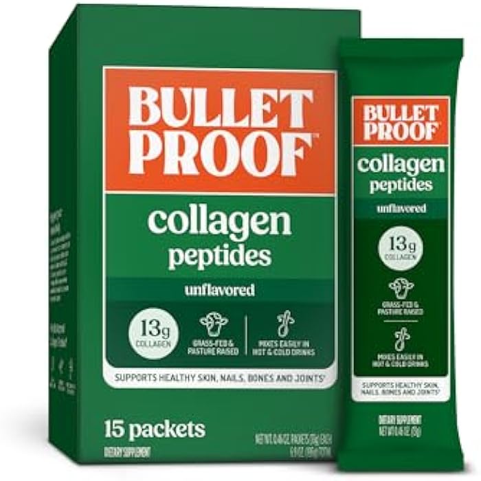 Bulletproof Unflavored Grass-Fed Collagen Peptides Powder Packets with Amino Acids for Skin, Bone and Joint Support, Pasture Raised, No Added Hormones, Pack of 15 - Image 1