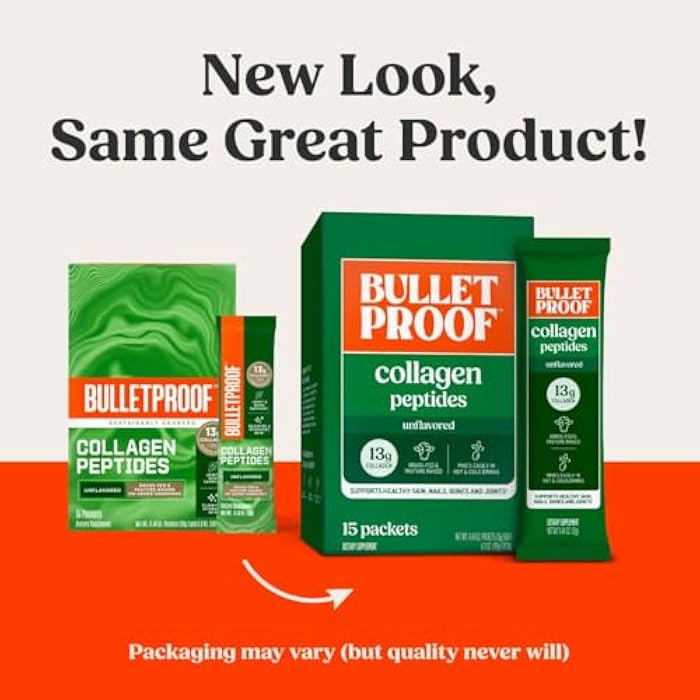 Bulletproof Unflavored Grass-Fed Collagen Peptides Powder Packets with Amino Acids for Skin, Bone and Joint Support, Pasture Raised, No Added Hormones, Pack of 15 - Image 2