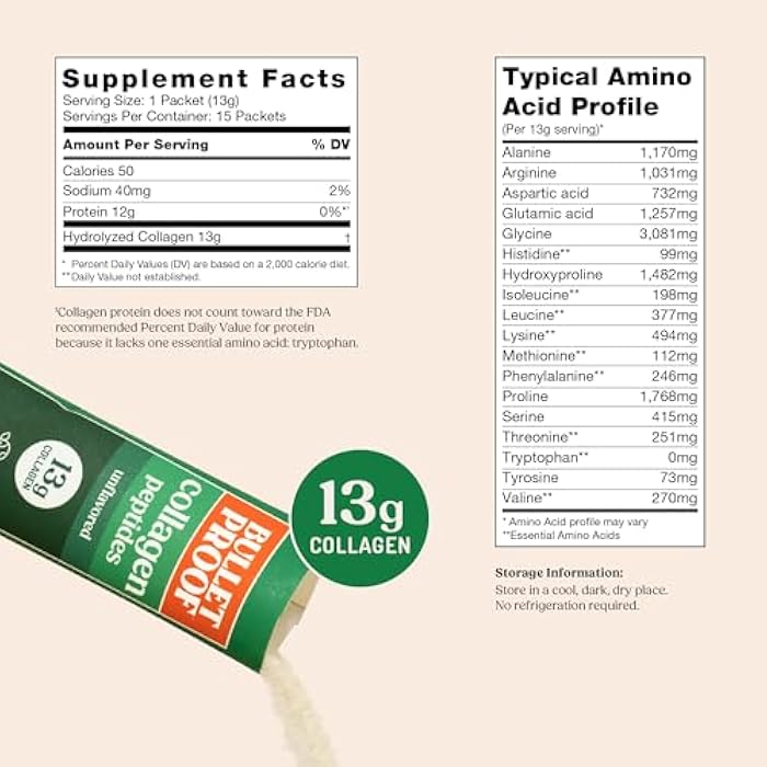 Bulletproof Unflavored Grass-Fed Collagen Peptides Powder Packets with Amino Acids for Skin, Bone and Joint Support, Pasture Raised, No Added Hormones, Pack of 15 - Image 3