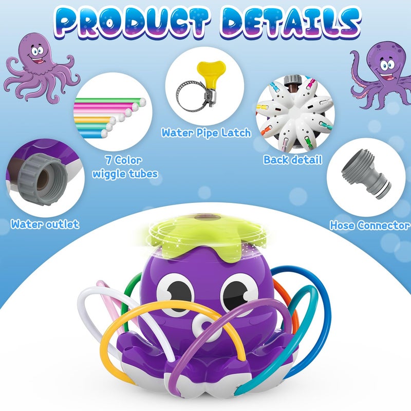 SAMTOP Outdoor Water Spray Sprinkler for Kids and Toddlers, Summer Outside Toys Backyard Games with 8 Wiggle Tubes, Attaches to Garden Hose Splashing Fun Toys for 3 4 5 6 7 8 Year Old Boys Girls Gifts - Image 4