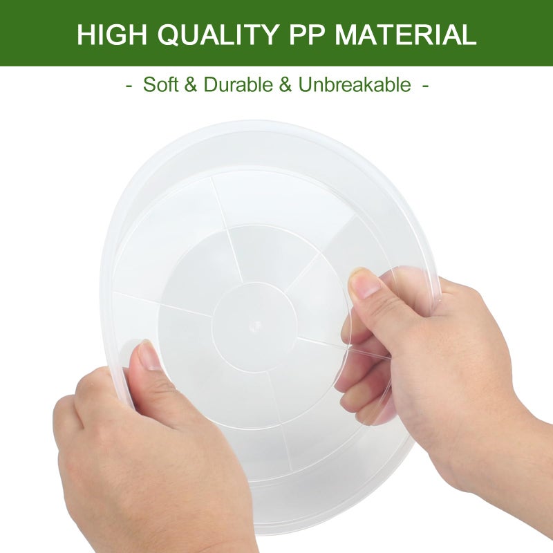 GUGEMEI Plant Saucers 3 4 5 6 7 8 9 10 11 12 14 Inch, 5 Pack Clear Plastic Plant Trays for Pots, Durable Plant Water Catcher Tray for Indoors Outdoors (6", Clear) - Image 3
