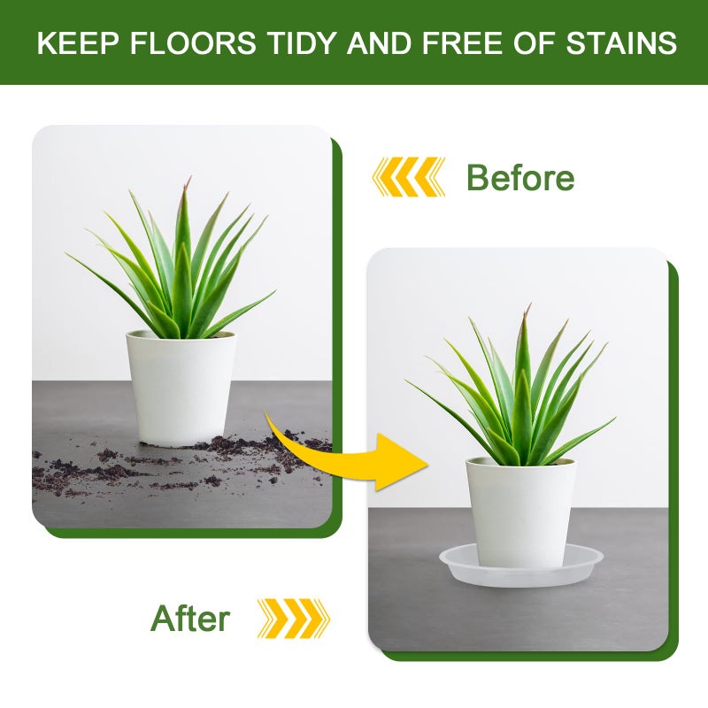 GUGEMEI Plant Saucers 3 4 5 6 7 8 9 10 11 12 14 Inch, 5 Pack Clear Plastic Plant Trays for Pots, Durable Plant Water Catcher Tray for Indoors Outdoors (6", Clear) - Image 4