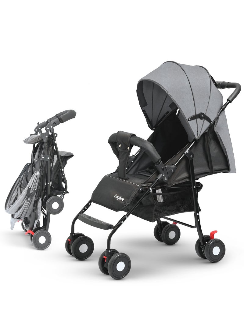Baybee 2 in 1 Convertible Baby Pram Stroller for Newborn Babies with Adjustable Seat & Canopy, Bassinet, Parent Handle, Safety Guard & Storage | Baby Stroller for Toddlers 0-3 Years Boy Girl (Grey) - Image 1