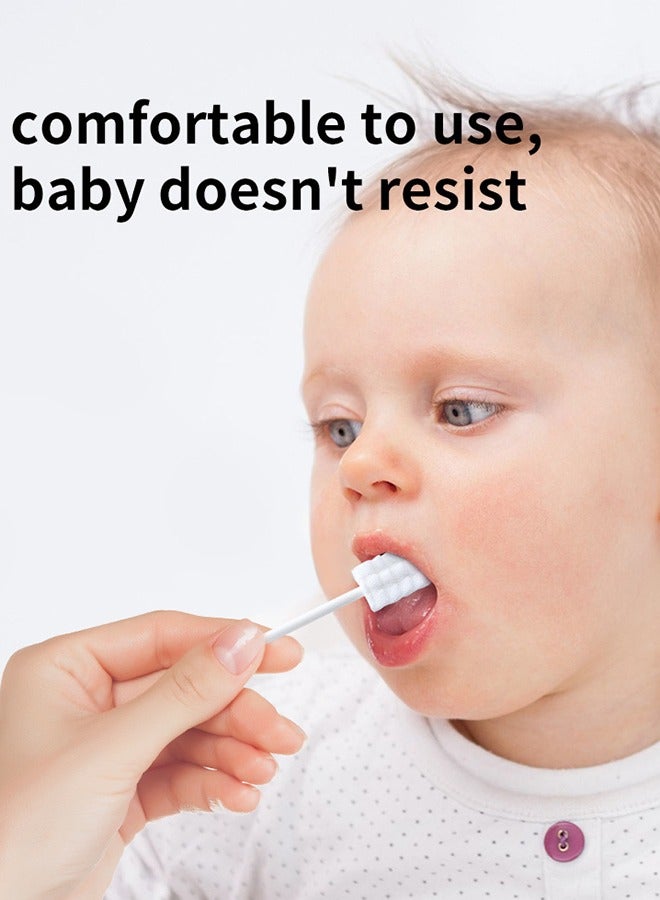 Beidile Oral Cleaner - 30 Pieces Disposable Baby Tongue And Oral Cleaning Cotton Swabs With Gauze Head Oral Cleaner 0-1 Year Old Baby Teeth Brush Infant Tongue Washing  - Image 4