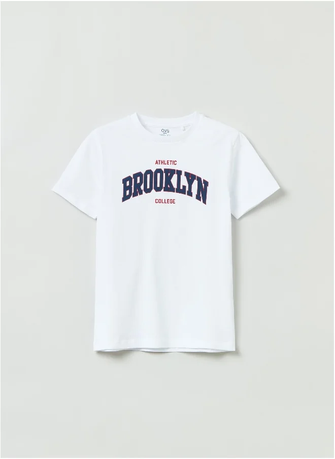 Ovs Cotton T-shirt with printed lettering