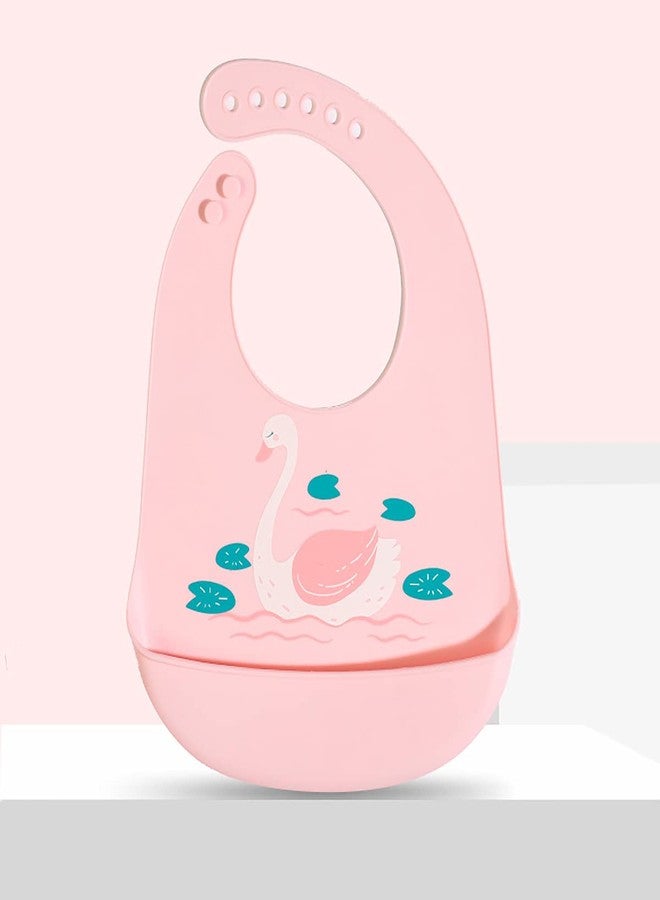GUCHIGU Silicone Baby Bibs Easily Wipe Clean - Comfortable Soft Super Light Weight Waterproof 6 Loop Adjustable Feeding Bib for Babies Keeps Stains Off (1 Pc, Pink) - Image 3