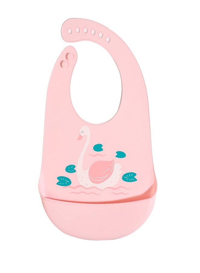 GUCHIGU Silicone Baby Bibs Easily Wipe Clean - Comfortable Soft Super Light Weight Waterproof 6 Loop Adjustable Feeding Bib for Babies Keeps Stains Off (1 Pc, Pink) - Image 1
