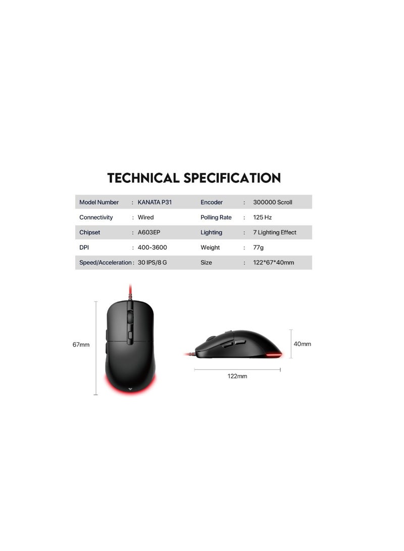 فانتيك مجموعة ألعاب Fantech Hero P31 تتضمن لوحة مفاتيح ألعاب K515 Shikari RGB، وماوس ألعاب سلكي VX9 Kanata، ونوع التحكم Vigil MP356، ولوحة ماوس للألعاب - Image 4