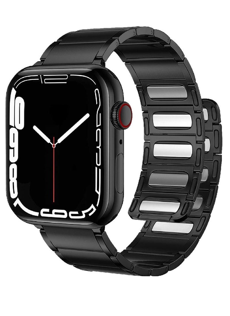 miYou Bluetooth Call Magnetic Stainless Steel Men Sports Fitness Tracker IP67 Waterproof Smartwatch For IOS Android - Black/Black  - Image 1