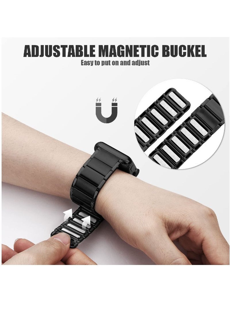 miYou Bluetooth Call Magnetic Stainless Steel Men Sports Fitness Tracker IP67 Waterproof Smartwatch For IOS Android - Black/Black  - Image 3