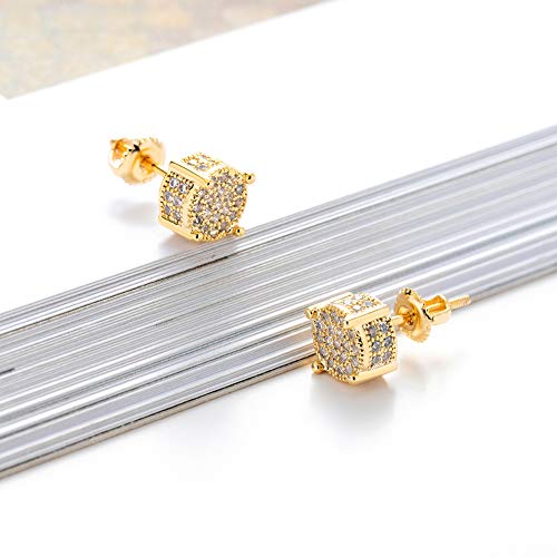 Senteria Iced Out Cubic Zirconia Screw Back 18k Gold Plated Round Stud Earrings For Men and Women Hypoallergenic Earring Micropave Hip Hop Jewelry SENTERIA - Image 2